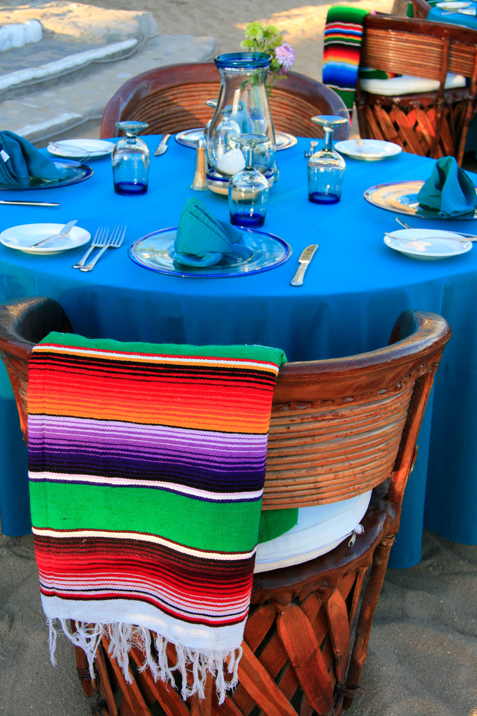 Restaurant table on Medano Beach, Cabo San Lucas