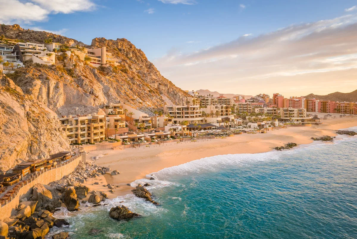 Gold sand beach in front of the Waldorf Astoria Pedregal, Cabo San Lucas