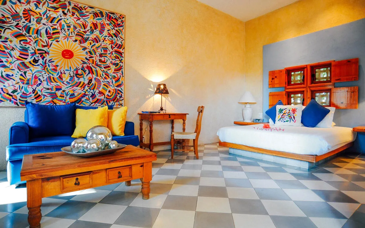 Colorful suite with Mexican decor at Casa Natalia, San Jose del Cabo