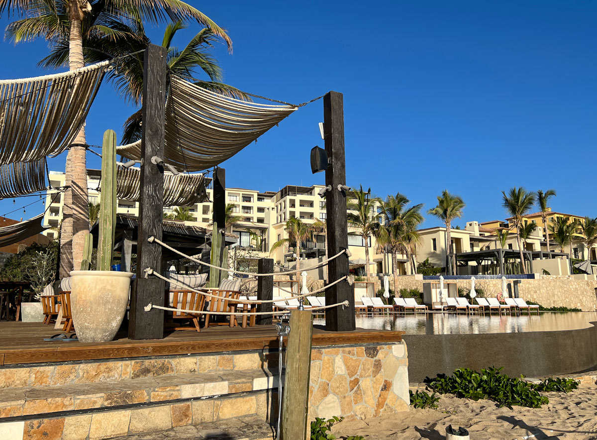 The oceanview pool at 1 Homes Preview Cabo is literally three steps away from Medano Beach.
