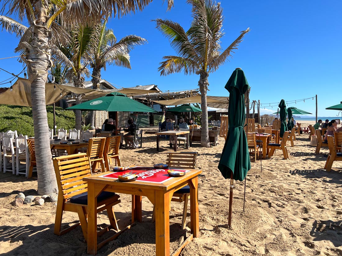 Tables in the sand at The Green Room, Todos Santos