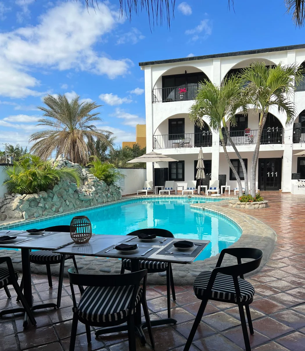 La Marina Inn is a cute hotel in Puerto Los Cabos near El Ganzo Beach.