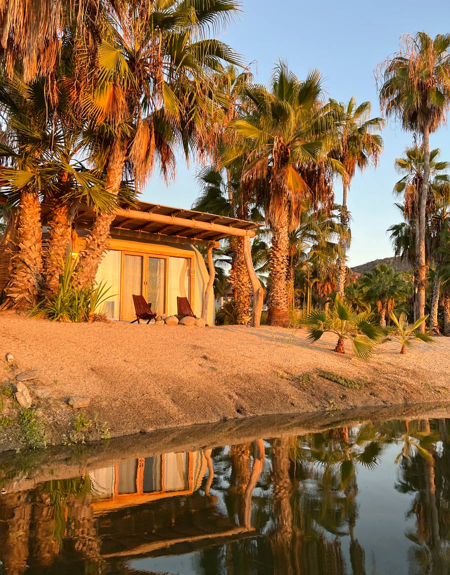 Dome suite at La Poza hotel in Todos Santos (at sunset)