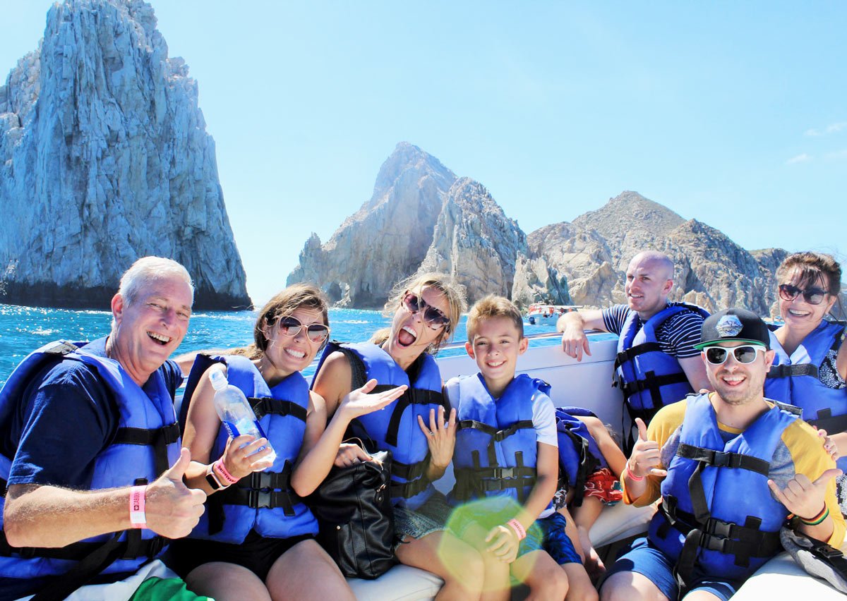 Family having fun on Zodiac in Cabo