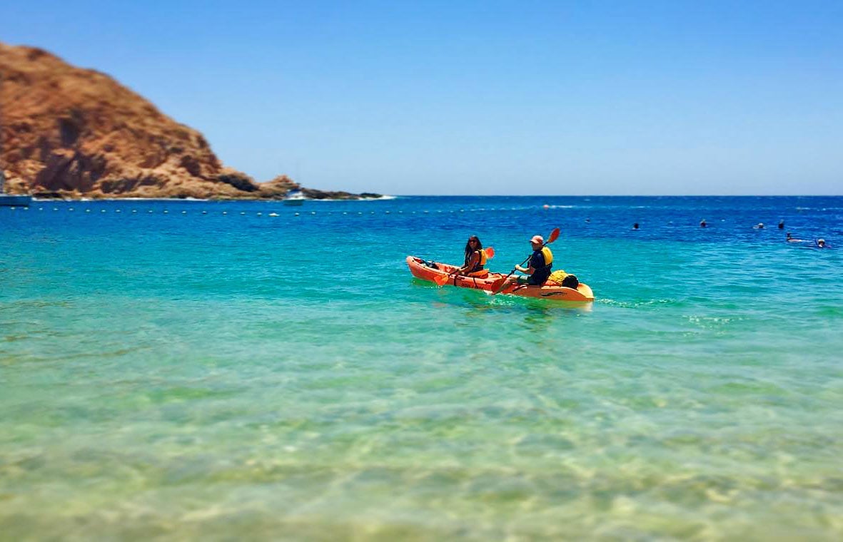 Couple in double kayak at Santa Maria Bay