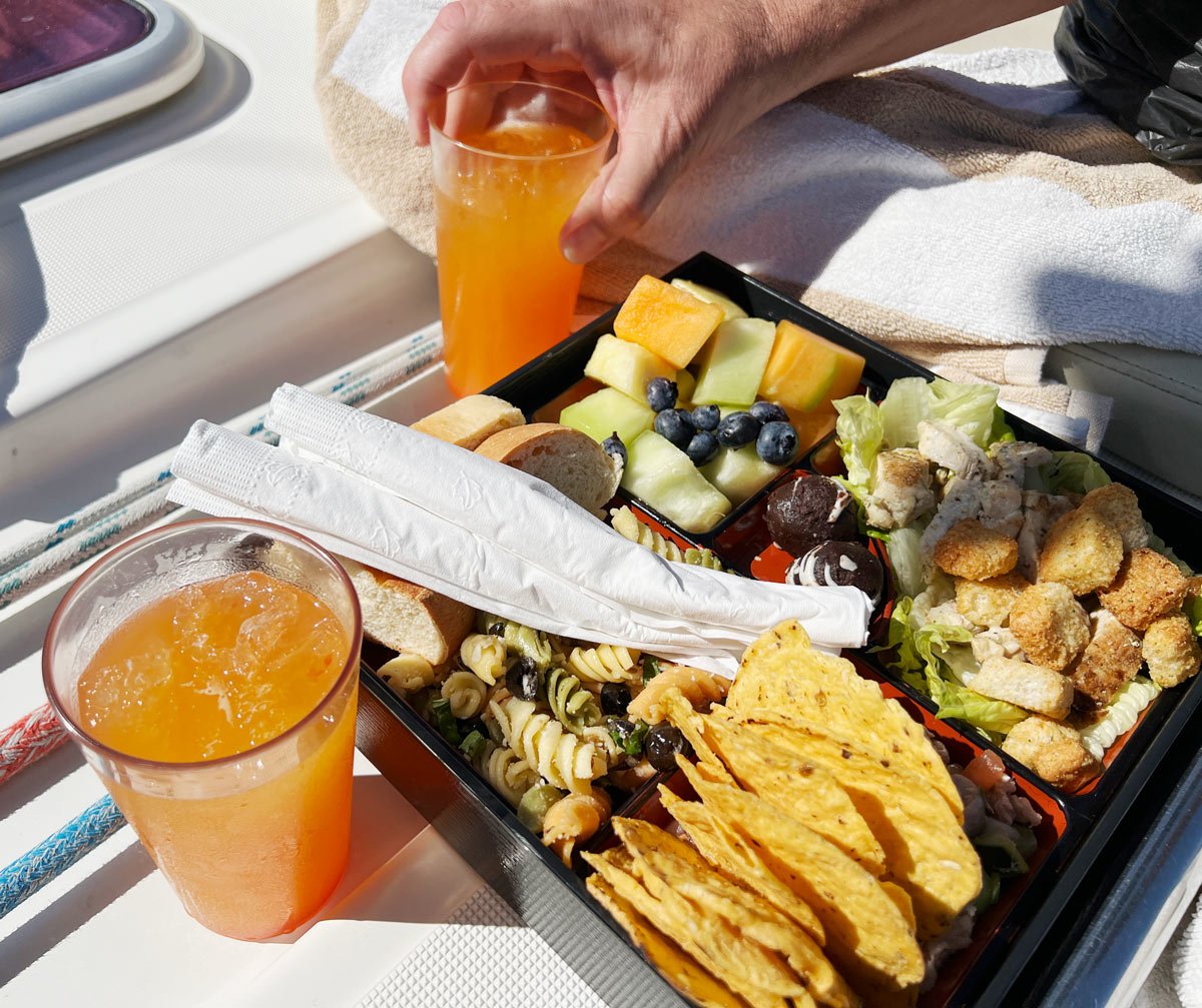 Lunch on Cabo Adventures' sailing trip to Chileno Bay