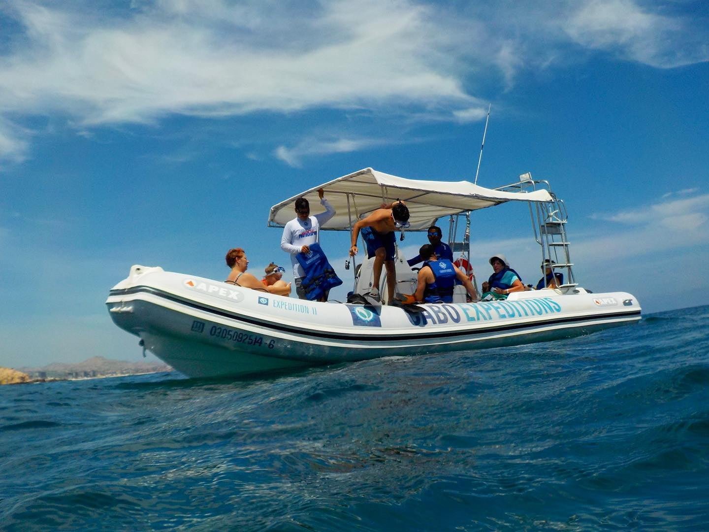 Zodiac in Cabo for beach hopping snorkeling