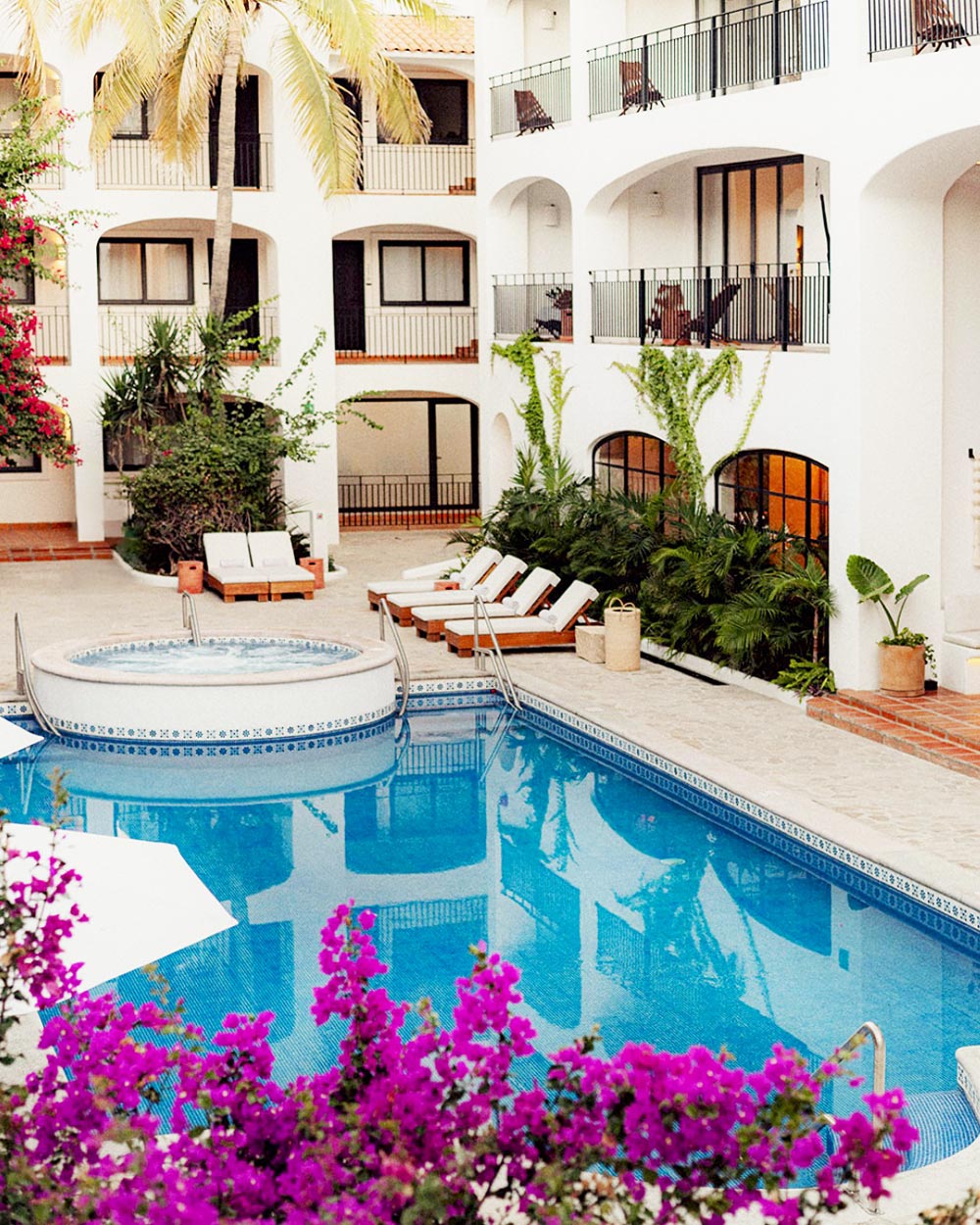 Courtyard pool at Hotel Tropicana in San Jose del Cabo