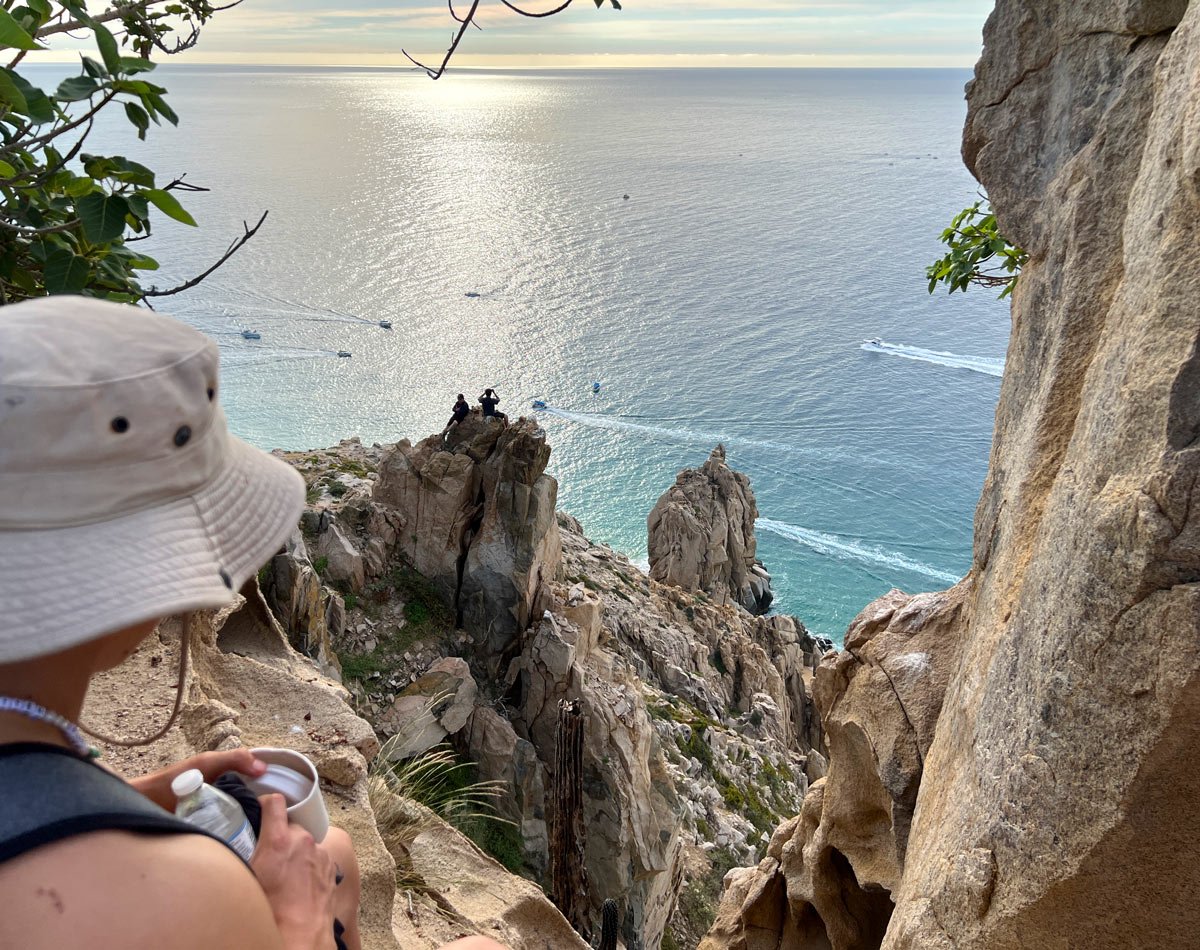 Pacific Ocean and rock pinnacle views from the top of Mt. Solmar